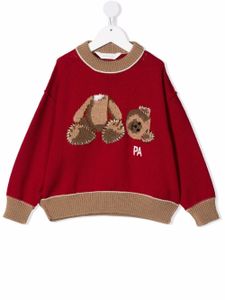 Palm Angels Kids pull Teddy Bear en intarsia - Rouge