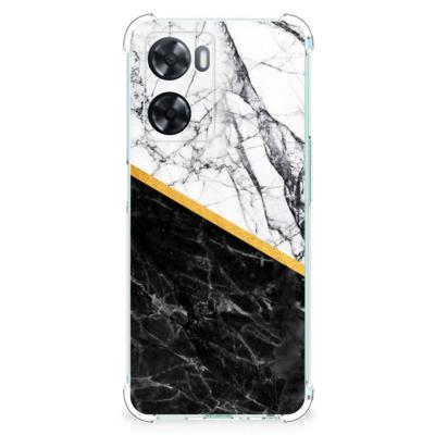 OPPO A57 | A57s | A77 4G Anti-Shock Hoesje Marmer Wit Zwart - Origineel Cadeau Man OPPO A57 | A57s | A77 4G Anti-Shock Hoesje Marmer Wit Zwart - Origineel Cadeau Man