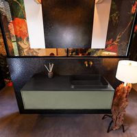 Badkamermeubelset Mondiaz Erin 120 cm met 1 Lade met RIDGE Wastafel Rechts Urban Zonder Kraangaten Greeploos Mat Army