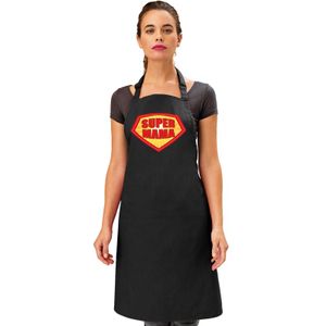 Super mama keukenschort zwart dames