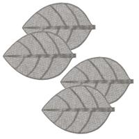 Secret de Gourmet Placemat Leaf - 4x - grijs - ovaal - 50 x 33 cm - Decoratief