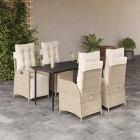 5-delige Tuinset met kussens poly rattan beige