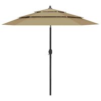 vidaXL Parasol 3-laags met aluminium paal 2,5 m taupe - thumbnail