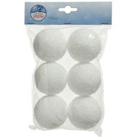 6x Witte sneeuwballen/sneeuwbollen 6 cm   -
