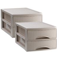 Ladekastje bureau organizer SORTED - 4x - 2 lades - beige - L26 x B35 x H19 cm - kunststof Ladekastje bureau organizer SORTED - 4x - 2 lades - beige - L26 x B35 x H19 cm - kunststof
