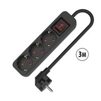 3-voudige Stekkerdoos met Schakelaar TM Electron 3680 W Zwart (3 m)