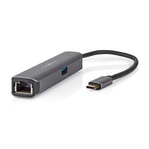 USB Multi-Port Adapter | USB 3.2 Gen 1 | USB-C Male | HDMI Output / RJ45 Female / USB-A Female / USB-C Female | 5 Gbps | 0.20 m | Rond | Verguld | PVC | Antraciet