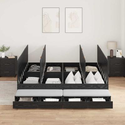 Opbergbedframe Zwart eiken 236.5 x 180 x 31.5 cm Bewerkt hout