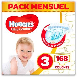 HUGGIES Ultra Comfort - Unisex babyluiers x168 Maat 3-1 maandverpakking