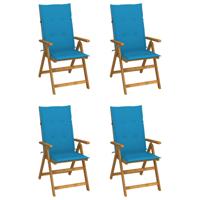Tuinstoelen 4 st verstelbaar met kussens massief acaciahout