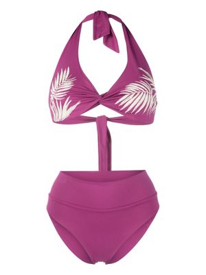 Fisico short imprimé à taille haute - Rose