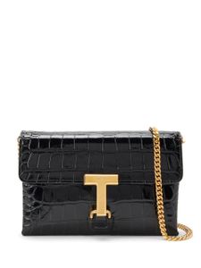 TOM FORD sac à bandoulière Monarch à effet peau de crocodile - Noir