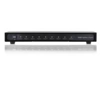Digitus DS-43302 8 poorten HDMI-splitter Met metalen behuizing, Ultra HD-geschikt, Met aluminium behuizing, LED-weergave 1920 x 1200 Pixel Zwart