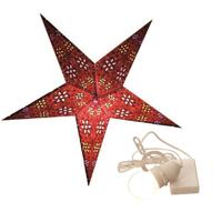 Decoratie kerstster - rood - 60 cm - papier - incl. verlichting - thumbnail