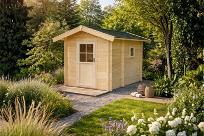 Interflex 2335 Buitensauna 231x343 cm 70 mm vuren blank- Zadeldak- Onbehandeld vurenhout- Interflex