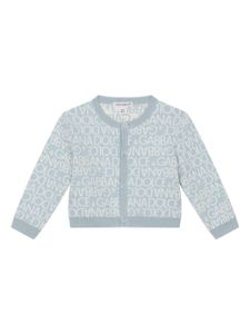 Dolce & Gabbana Kids cardigan à logo en intarsia - Bleu