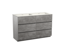 Storke Edge staand badmeubel 130 x 52 cm beton donkergrijs met Mata dubbele wastafel in mat witte solid surface