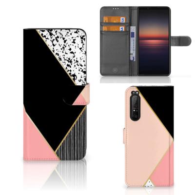 Sony Xperia 1 II | Book Case | Zwart Roze Vormen