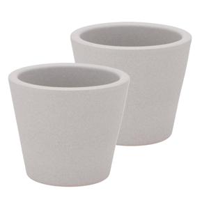 DK Design Bloempot/plantenpot - 2x - Vinci - lichtgrijs mat - voor kamerplant - D10 x H12 cm