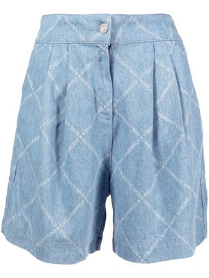Karl Lagerfeld short en jean à logo imprimé - Bleu