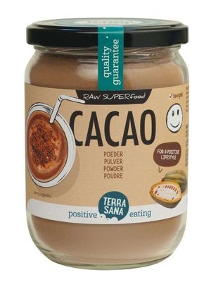 Raw cacao antioxidant poeder in glas bio