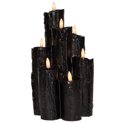 Halloween LED kaarsen/druipkaarsen - zwart - met timer - 15 x 15 x 25 cm