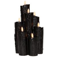 Halloween LED kaarsen/druipkaarsen - zwart - met timer - 15 x 15 x 25 cm