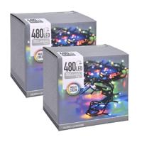 Kerstverlichting - 2x - gekleurd - 480 leds - 3600 cm - groen snoer