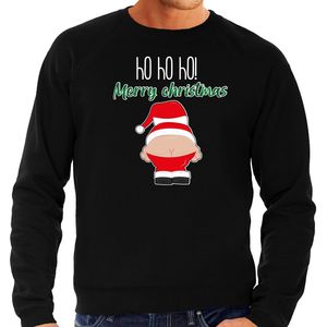 Foute Kersttrui/sweater voor heren - Kerstman - zwart - Merry Christmas