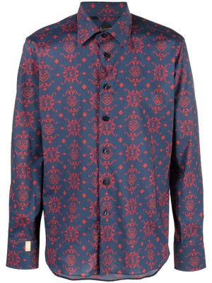 Billionaire chemise en coton à imprimé abstrait - Bleu