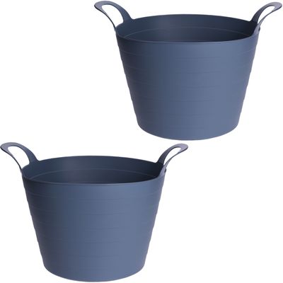 3x Stuks Flexibele emmers/wasmanden - 30L - blauw - Kunststof