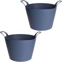 3x Stuks Flexibele emmers/wasmanden - 30L - blauw - Kunststof