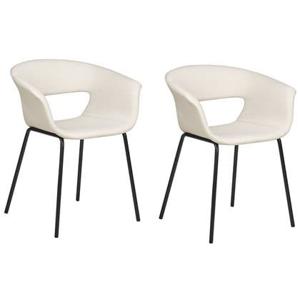 Beliani - ELMA - Eetkamerstoelen set van 2 - Beige - Polyester