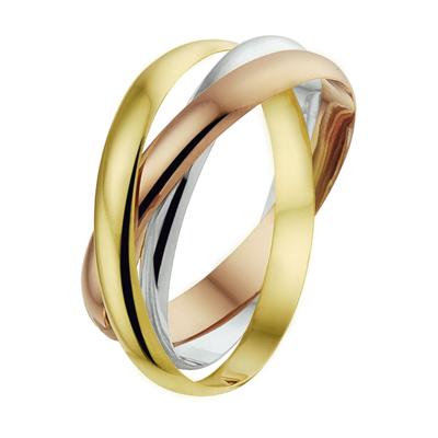 14K Tricolor Gouden Trinity Ring - Wit, Rosé en Geelgoud - 2,5mm