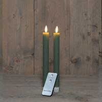 B.O. 2Pcs 3D Wick Jade Green Ribbel Taper Candle 23 cm Rustic - Annas collection