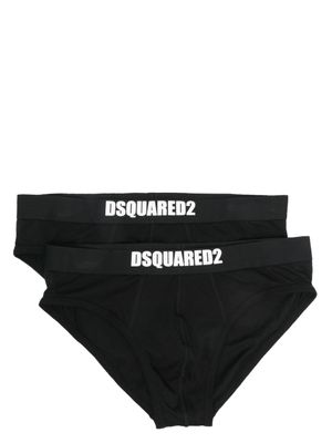 DSQUARED2 lot de deux slips à bande logo - Noir