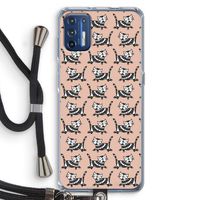 Zwarte poes: Motorola Moto G9 Plus Transparant Hoesje met koord