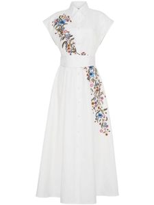 Adam Lippes robe-chemise Dejeuner à motif floral brodé - Blanc