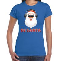Fout kerstshirt blauw DJ Santa met koptelefoon voor dames