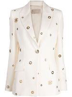 Elie Saab blazer à détails d'œillets - Blanc