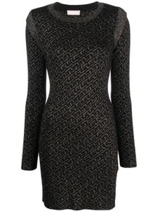 LIU JO robe courte en maille à logo en jacquard - Noir