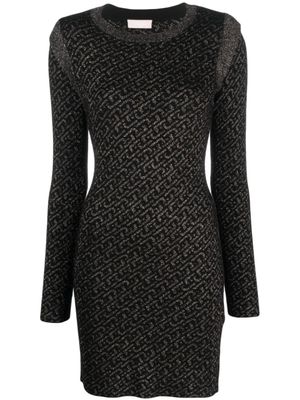LIU JO robe courte en maille à logo en jacquard - Noir