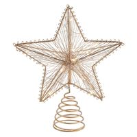 Kerst ster piek - koper - met warm witte LED verlichting - 25 cm