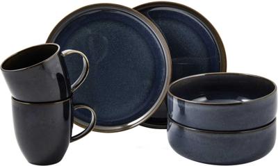 Villeroy & Boch Serviesset Crafted - Denim Blauw - 6-delig / 2 personen - 2x kopjes, 2x kommen en 2x ontbijtborden