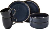 Villeroy & Boch Serviesset Crafted - Denim Blauw - 6-delig / 2 personen - 2x kopjes, 2x kommen en 2x ontbijtborden