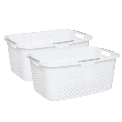 Kunststof wasmand - 2x - wit - 40 liter - 58 x 40 x 25 cm - manden voor wasgoed