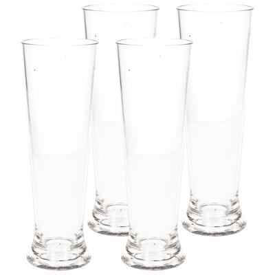 Onbreekbaar bierglas - 12x stuks - op voet - transparant - 30 cl/300 ml - kunststof