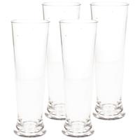 Onbreekbaar bierglas - 12x stuks - op voet - transparant - 30 cl/300 ml - kunststof