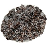 Decoratie dennenappels bruin/sneeuw 3 cm