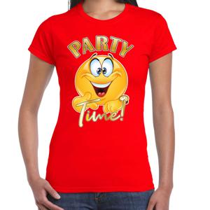 Foute party t-shirt voor dames - Emoji Party - rood - carnaval/themafeest